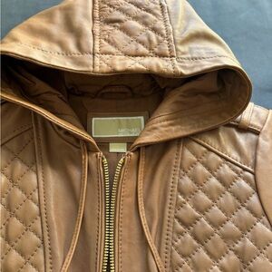 Michael Kors Tan Quilted Leather Jacket